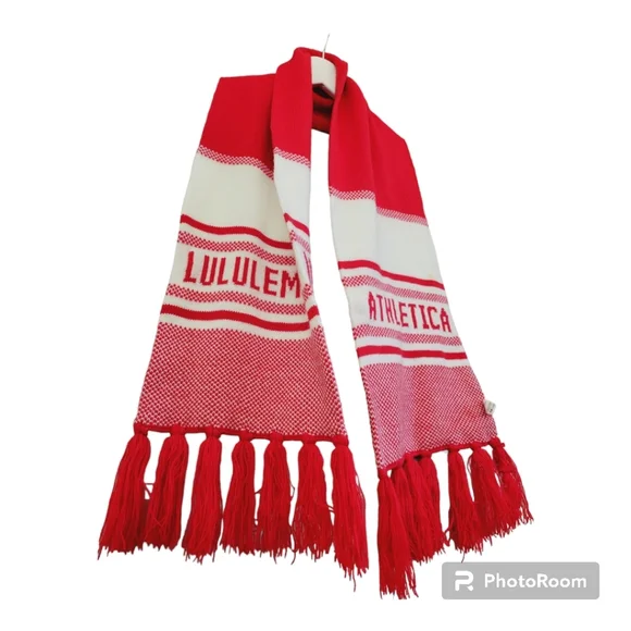 🧣Lululemon Unisex Red White Olympic Cheer Gear Scarf Spell Out Knit🧣 - Picture 5 of 14